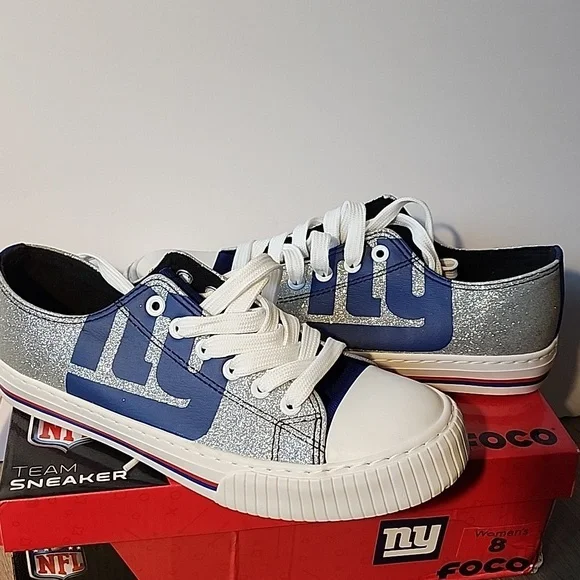 NFL NY GIANTS ' Blue and Silver Giants Sneakers and Lounefly  Wallet Set - Picture 2 of 9